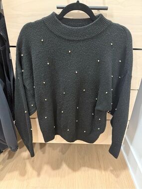 H&M Black Crewneck Sweater with Gold Studs